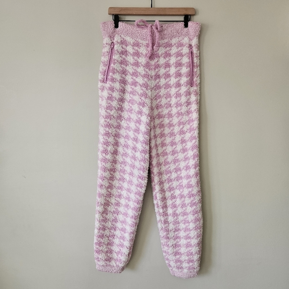 Skims Pink Boucle Knit Pull On Joggers Pants In Petal Houndstooth Size S/M - Picture 4 of 15